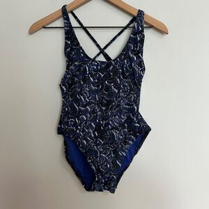 Proenza Schouler Blue Peacock Crossback Mio One-Piece Swimsuit